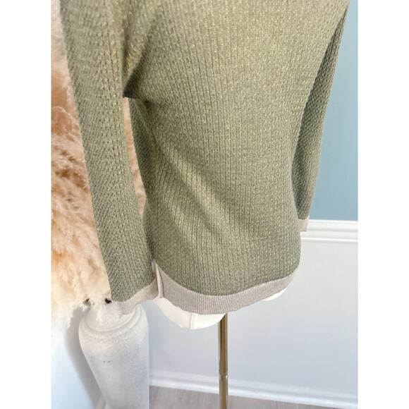 Zara Olive Green Italian Yarn Crewneck Sweater Size Medium Lightweight - Picture 8 of 9